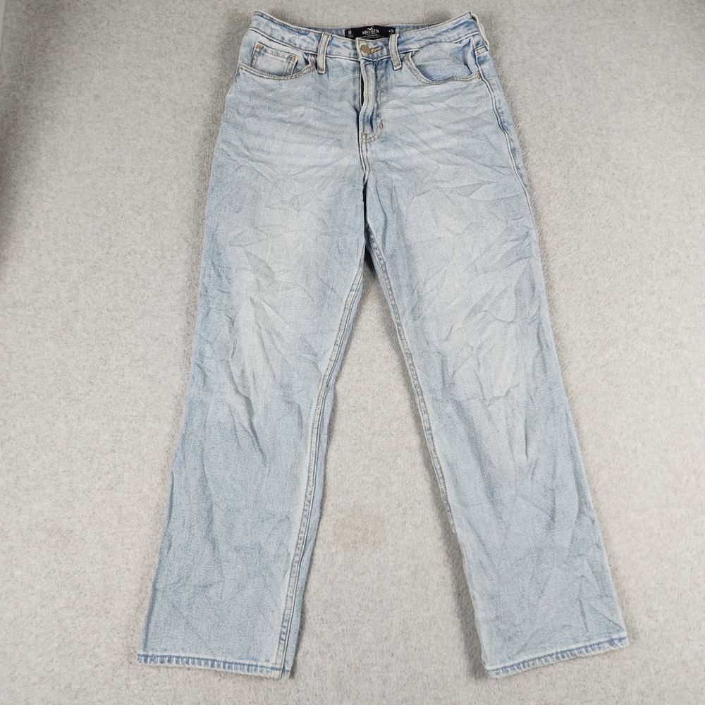 Hollister Ultra High-Rise Vintage Straight Jeans Womens 3R Blue Denim Stretch